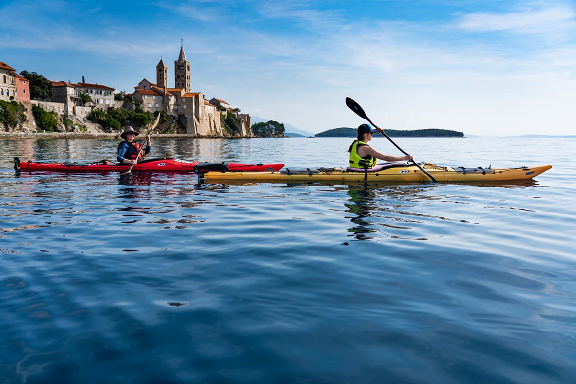 Sea kayaking near Rab Island, Croatia