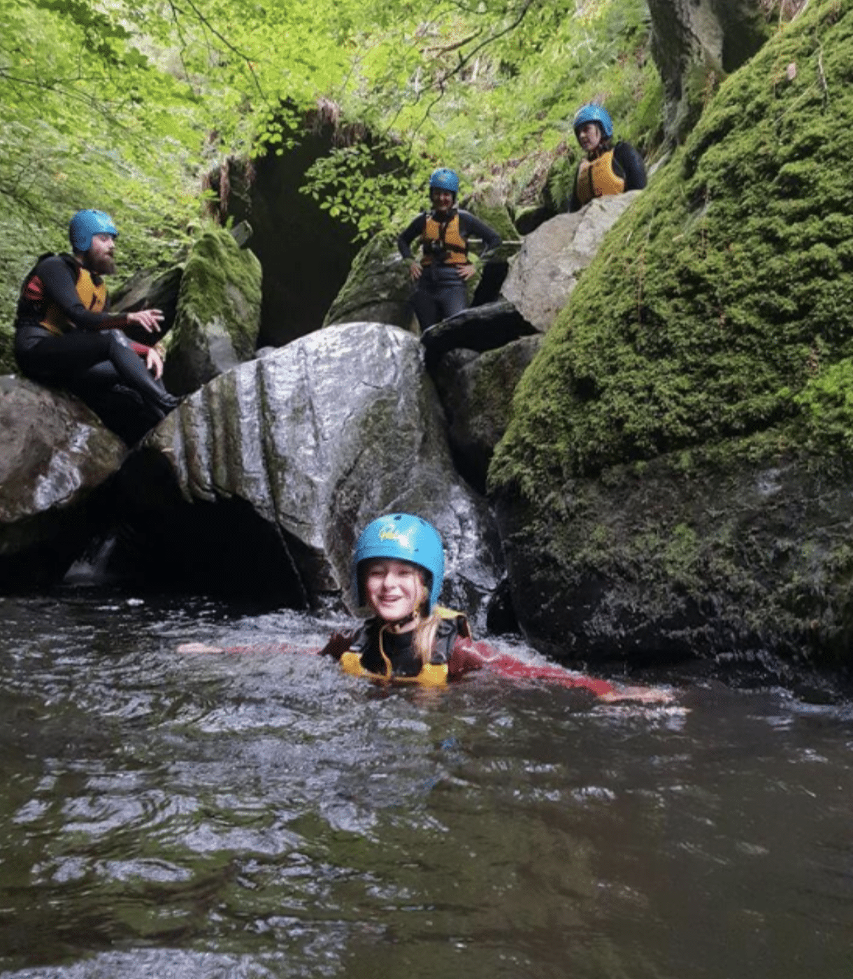 Gorge walking in a North Wales valley near Llangollen